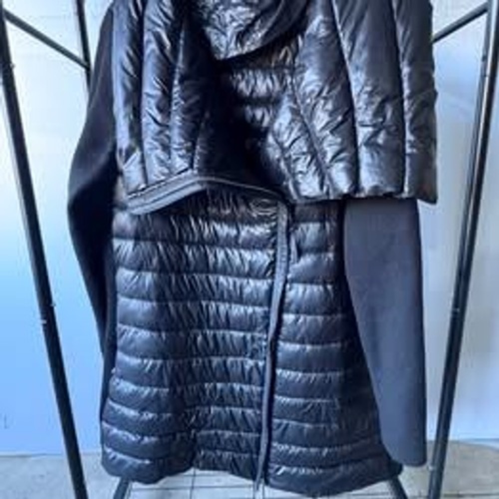 Calvin Klein Performance Womens 2X Black Mixed Media Asymmetrical Puffer Jacket